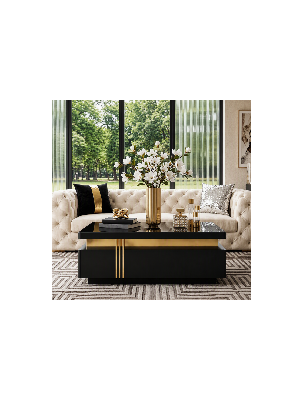 Queen Ann 90548-CTBK black and gold coffee table