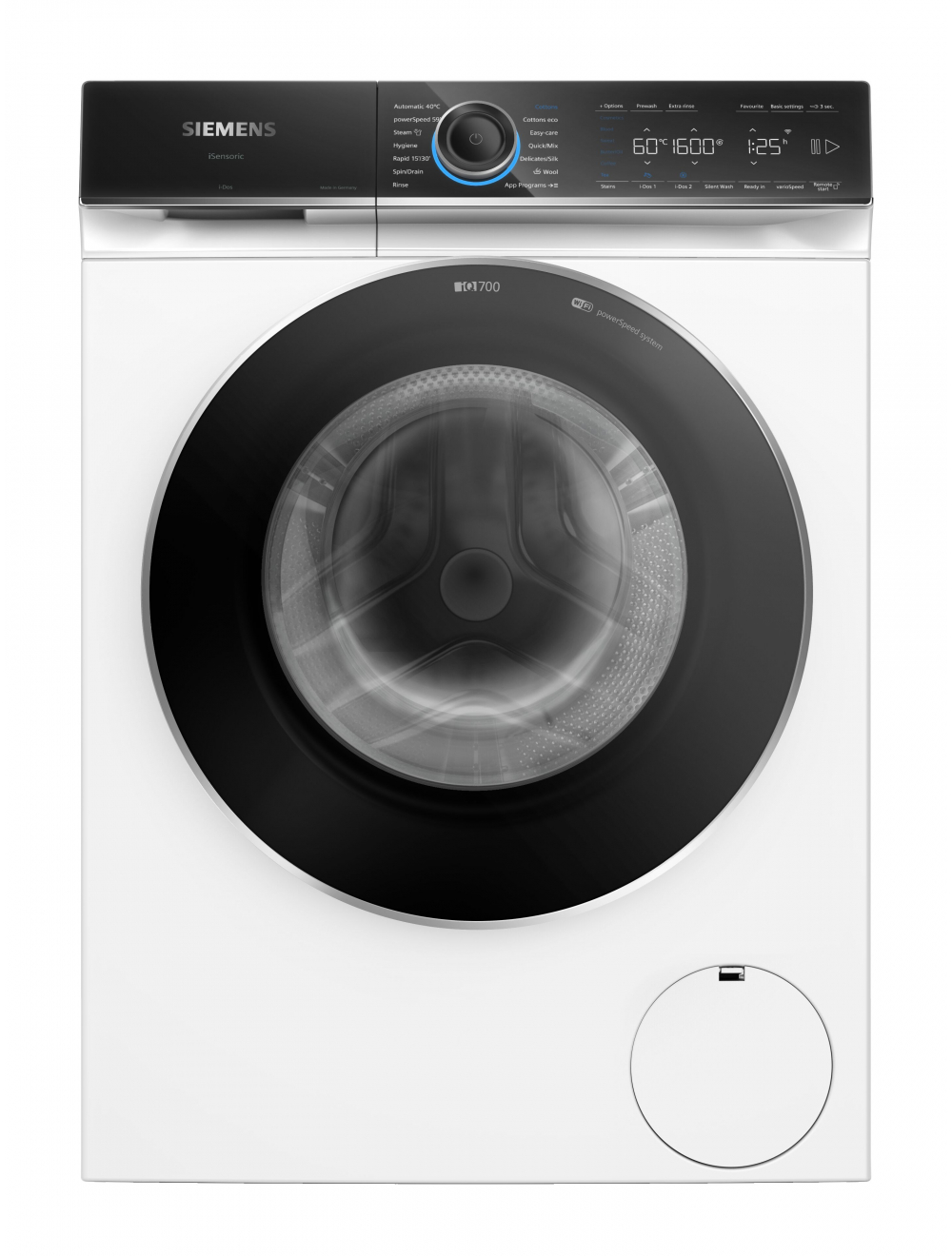 Siemens iQ700 white front loader washing machine